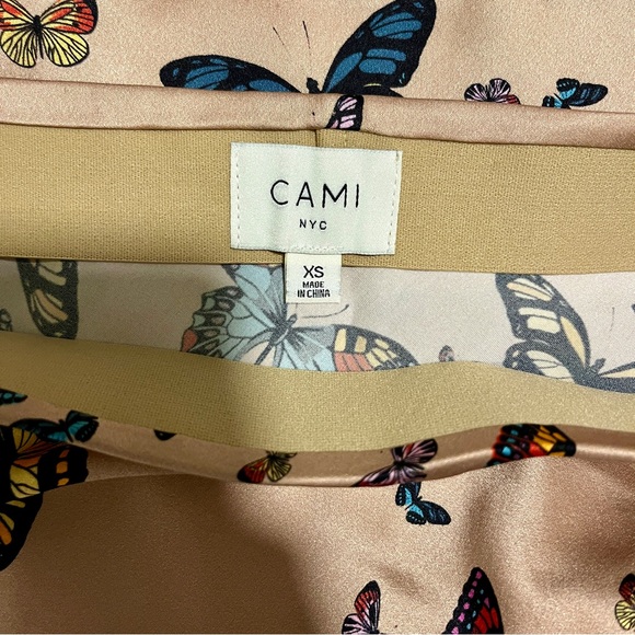 Cami NYC Aviva Butterfly Print Silk Charmeuse Beige Mini Skirt - Picture 9 of 11
